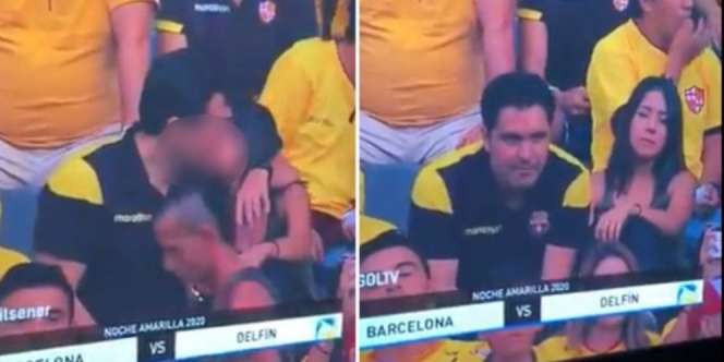 Seorang Pria Ketahuan Selingkuh di Videotron Stadion