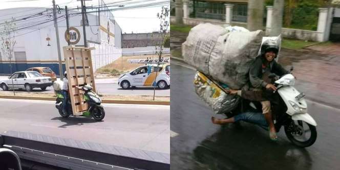Kelakuan Para Pengendara Motor Saat Bawa Barang yang Bikin Geleng Kepala