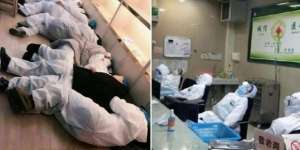 Viral Foto Haru Dokter dan Perawat di Wuhan Tidur di Tempat Seadanya