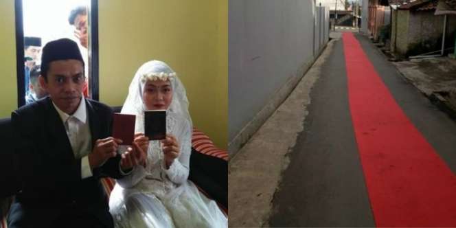 Menikah, Pasangan Ini Gelar Karpet Merah 2,5 Km dari Ujung Gang ke Pelaminan!