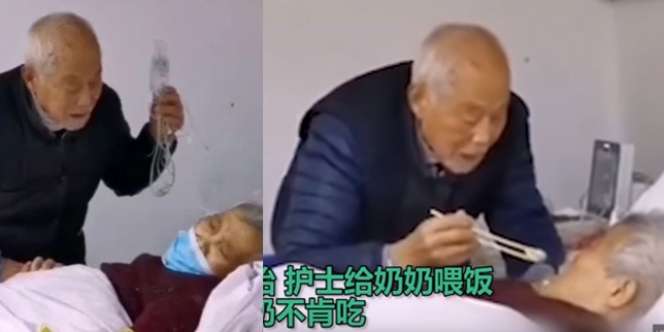 Sama-Sama Terinfeksi Virus Corona, Video Kakek Suapi Nenek Ini Bikin Nangis