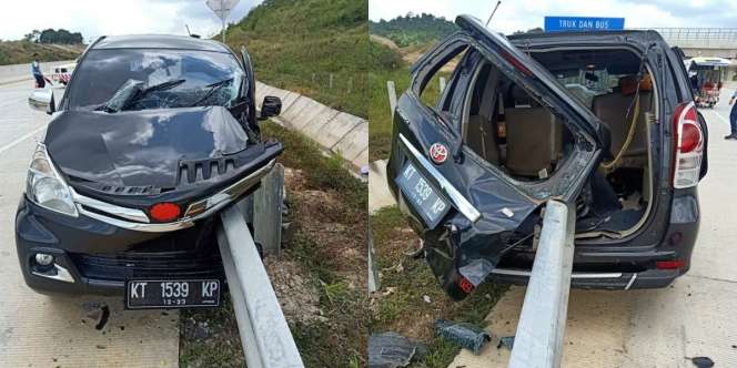 Potret Dramatis Minibus Isi 8 Orang Tertembus Pembatas Jalan di Tol