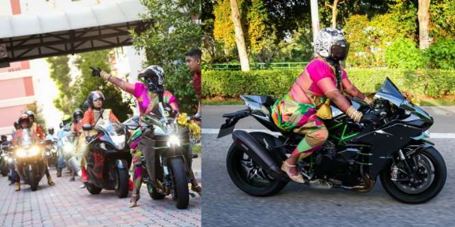 Perkasa! Tak Pakai Mobil Pengantin, Mempelai Wanita Ini Naik Motor Sport