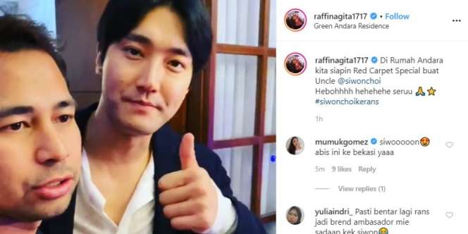 Bikin Iri, Siwon Datangi Rumah Raffi Ahmad