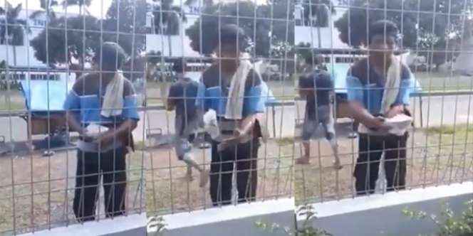 Aksi Tukang Bubur Layani Pembeli di Balik Pagar Bikin Heboh