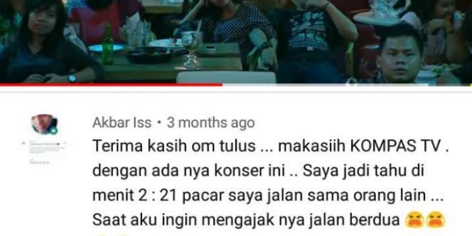 Pria Pergoki Pacar Selingkuh dari YouTube Konser Tulus