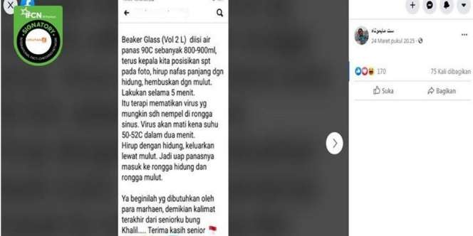 Menghirup Uap Air Panas Bisa Tangkal Corona, Hoaks atau Fakta?