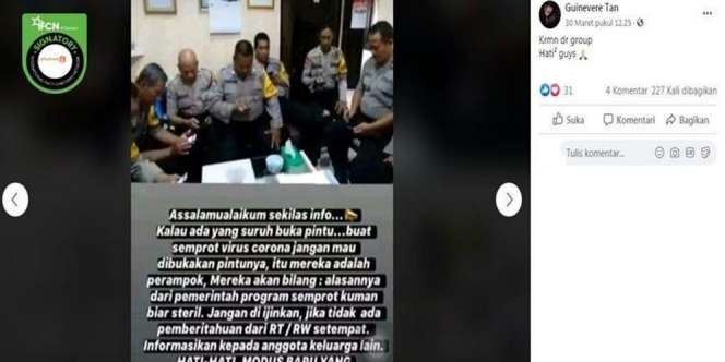 Imbauan Polri Waspada Modus Rampok Lewat Disinfektan, Hoaks?