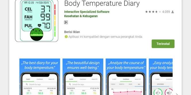 Beredar Info Body Temperature Diary, Aplikasi Pengukur Suhu Tubuh, Cek Faktanya!