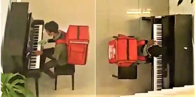 Aksi Driver Ojol Main Piano Tuai Pujian Kaum Hawa