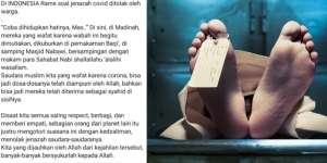 Subhanallah, Jasad Korban Diduga Pasien Corona Begitu Dimuliakan di Madinah