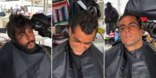 Gelandangan 30 Tunjukkan Sisi Ganteng Usai Dipotong Rambut Gratis, Bak Model!