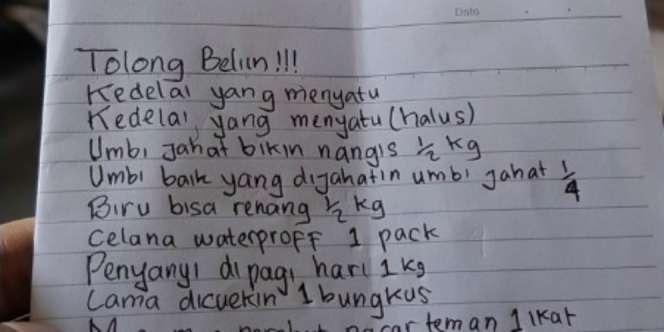 Bikin Ngakak, Catatan Belanja Istri Macam Kode Ospek Zaman Sekolah