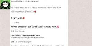 Viral Tulisan Dokter Sebut Minyak Kayu Putih Penangkal Corona, Ini Faktanya