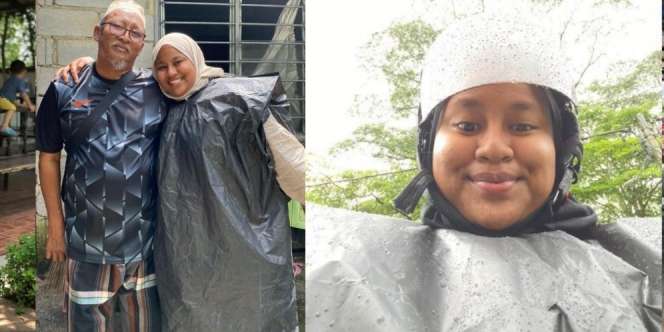 Pakai Jas Hujan dari Kantong Sampah Buatan Ayah, Gadis Menangis Sepanjang Jalan