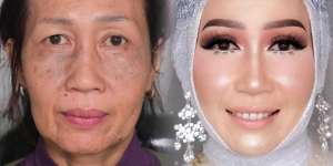 Before-After Wajah Nenek Jadi Pengantin Muda