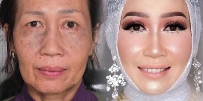 Before-After Wajah Nenek Jadi Pengantin Muda