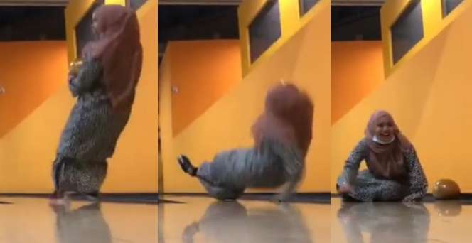Pertama Kali Main Bowling, Si Gadis Terpeleset dan Meluncur di Trek