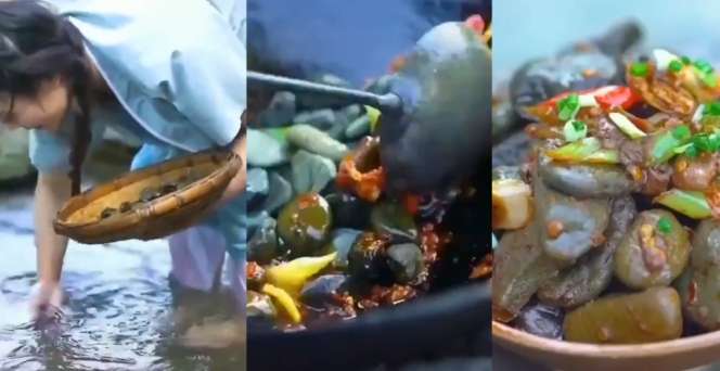 Wanita Demo Masak Sayur Oseng-oseng Pakai Batu, Netizen: Dipresto Biar Empuk!