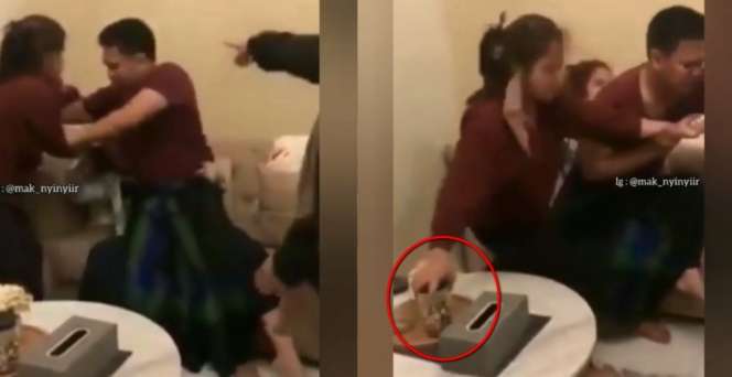 Viral Suami Bersarung Kepergok Berduaan, Pelakornya Dihajar dan Dilempar Toples