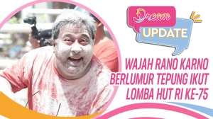 Seru! Wajah Rano Karno Berlumur Tepung Ikut Lomba HUT RI ke-75