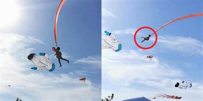 Video Detik-Detik Menegangkan Balita Terbang Terseret Layang-Layang