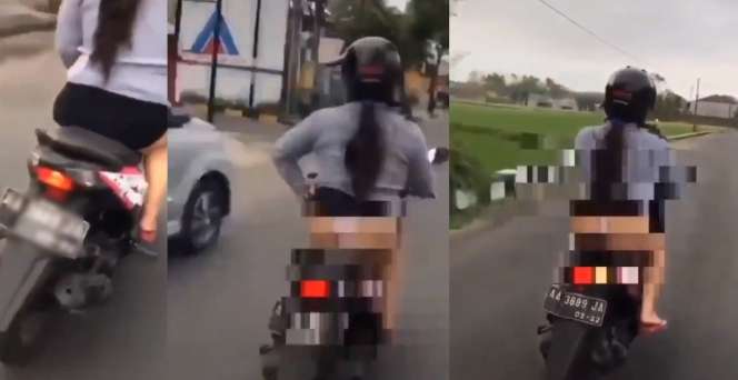 Video Viral Cewek Naik Motor Pamer Celana Dalam Demi Konten