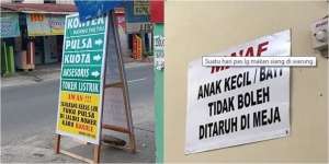 25 Peringatan Nyeleneh di Warung Ini Bikin Tepok Jidat