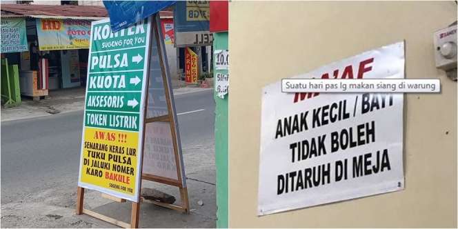 25 Peringatan Nyeleneh di Warung Ini Bikin Tepok Jidat