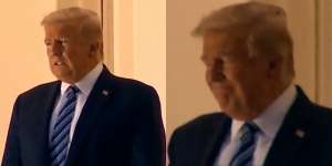 Presiden Trump Tampil Perdana Usai Tertular Covid-19, Caranya Bernapas Disorot
