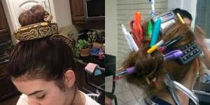 Ngakak! 10 Potret Ikat Rambut Anti-Mainstream, Ada yang Pakai Ular!!