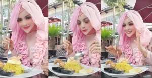 Hijaber Mirip Barbie Makan Nasi Kuning, Malah Salfok Bagian Ininya