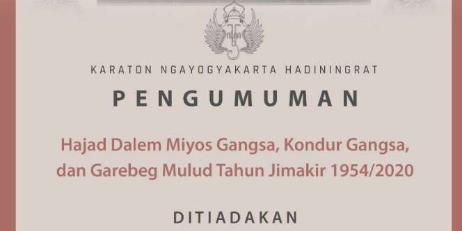 Pandemi, Keraton Yogyakarta Gelar Grebeg Maulud dengan Cara Berbeda