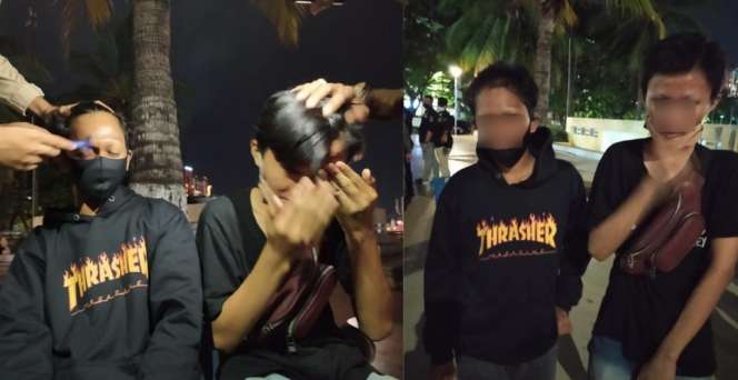 Viral Alis Tukang Palak di Pantai Losari Cukur Gundul