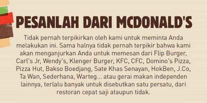 Tuai Simpati! Burger King Indonesia Ajak Pembeli Pesan Makanan dari Pesaing