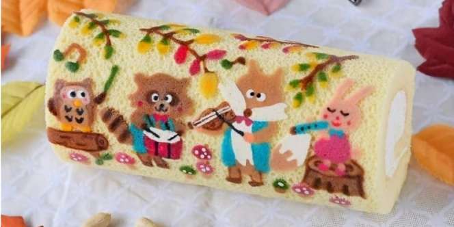Cantiknya Bolu Gulung Lukis, Bikin Sayang untuk Dimakan