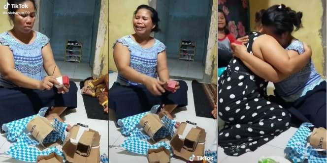 Viral Video Ibu Nangis Saat Terima Kado dari Anak, Netizen Auto Mewek Berjamaah