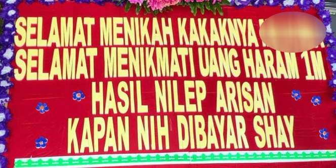 Geger Pesan Menohok Utang Rp 1 Miliar di Karangan Bunga Pernikahan
