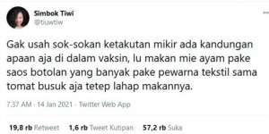 Sebut Saos Botolan dan Tomat Busuk, Cuitan Ini Sindir Orang Takut Divaksin