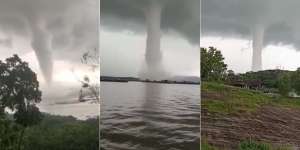 Video Mendebarkan Angin Puting Beliung Berputar di Waduk Wonogiri