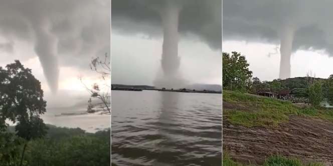Video Mendebarkan Angin Puting Beliung Berputar di Waduk Wonogiri