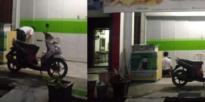 Viral Potret Satpam Sholat di Emperan Kantor Dekat Pos Jaga