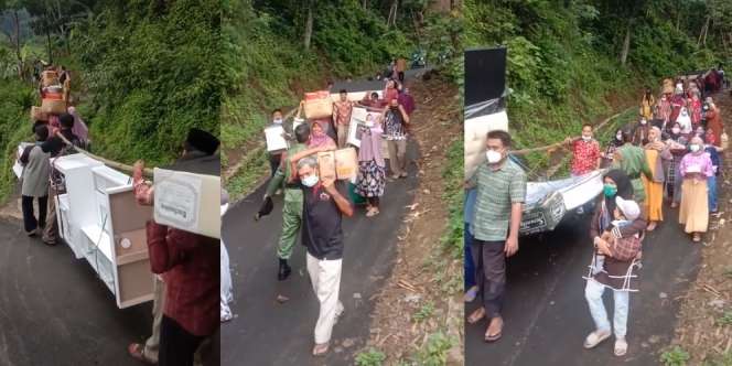 Heboh Aksi Warga Antar Seserahan Nikah Mirip Orang Evakuasi Pengungsi Longsor