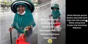 Viral Nenek-Nenek Jualan Baskom di Tengah Guyuran Hujan, Bikin Menangis Lihatnya
