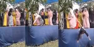 Emak-Emak Asyik Joget di Panggung, Nenek Kesenggol Jatuh dari Panggung