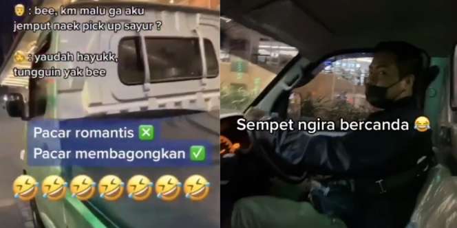 Viral Cewek Cantik Tak Malu Dijemput Pacar di Mal Pakai Pickup Sayur, Fix Idaman