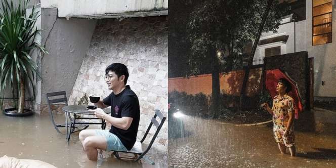 Potret 5 Rumah Seleb Kebanjiran, Ada yang Ngopi di Genangan
