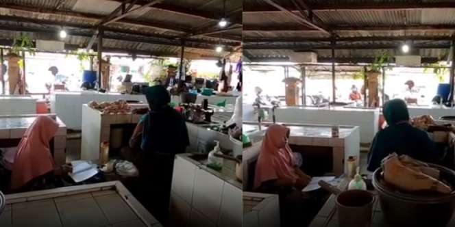Terharu, Temani Ibu Jualan Ayam Sambil Belajar Online