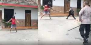 Viral Pria Gondrong Bersamurai Tantang Duel Polisi
