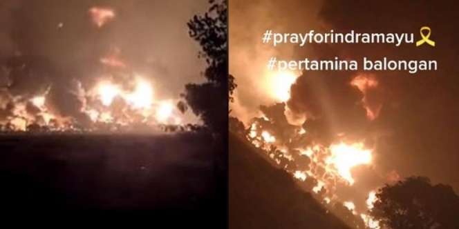 Video Detik-Detik Ledakan Hebat di Kilang Balongan, Warga Histeris Teriak Takbir